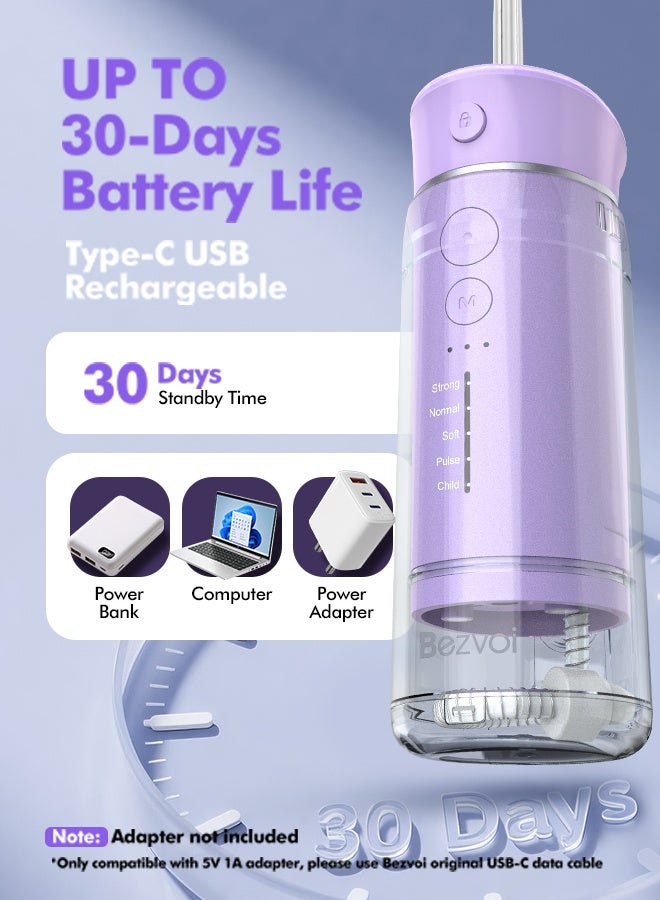 Bezvoi Water Flosser Mini Cordless Portable: 5 Modes Water Dental Floss with Telescopic Water Tank, 6 Tips, IPX7 Waterproof Oral Irrigator for Teeth Cleaning Gums,Orthodontic,Braces Dental Care - Image 5