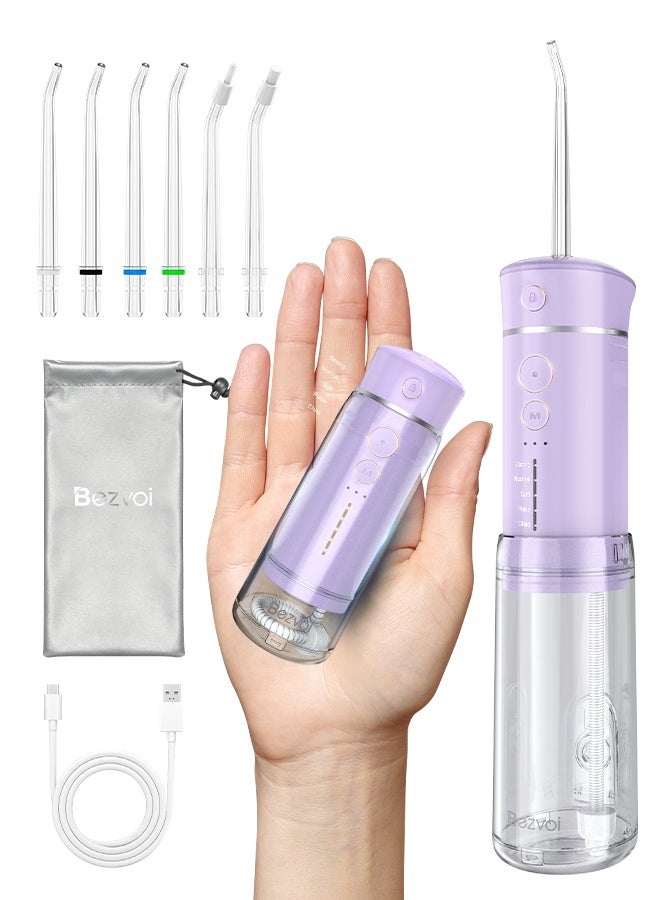 Bezvoi Water Flosser Mini Cordless Portable: 5 Modes Water Dental Floss with Telescopic Water Tank, 6 Tips, IPX7 Waterproof Oral Irrigator for Teeth Cleaning Gums,Orthodontic,Braces Dental Care - Image 1