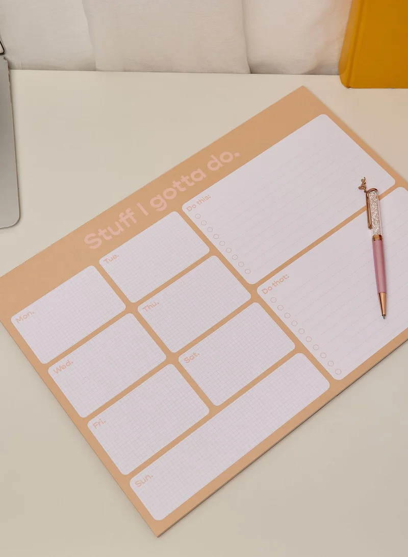 Typo Beige Weekly Planner Notepad Schedule