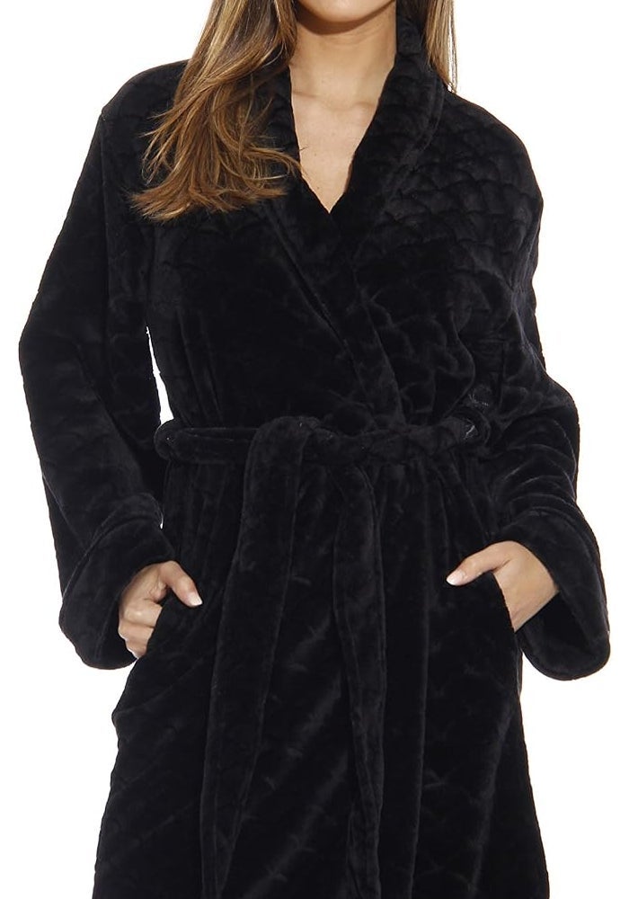 Just Love Women's Kimono Bath Robe in Black - Size M - Image 1