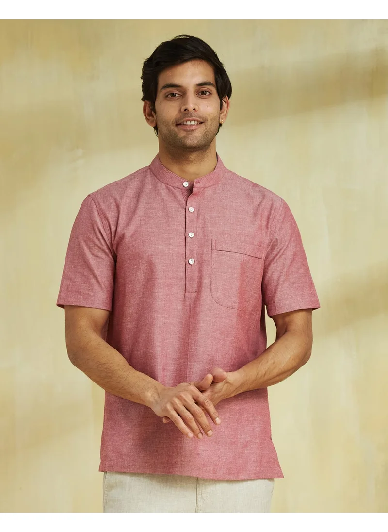 Fabindia Pink Cotton Mid Placket Shirt