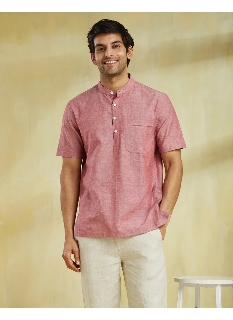 Fabindia Pink Cotton Mid Placket Shirt