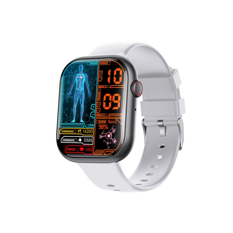Men's Smartwatch: Grey Silicone Strap, 280*340px Display - One Click Call Connection, 4th Generation Blood Glucose Calibration for Outdoor Sports, Home Daily Use - Image 2