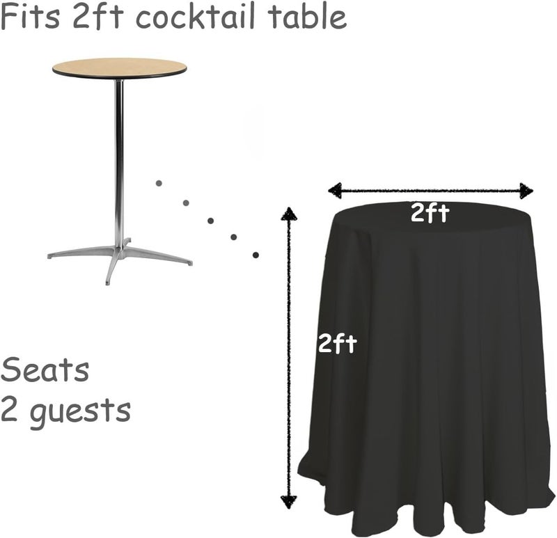 Urby 72 inches Black Round Tablecloth for 2-3ft Round Cocktail or Coffee Table, Round Tablecloth for Table with 4 Chairs. Ideal for Party, Wedding, Banquet and Events. - Image 3