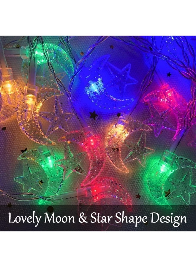 Ramadan Lights, 40 LED Moon Star Fairy String Lights, 20ft Moon Star Decorative Lights, Ramadan Eid Decor, for Indoor Bedroom, Birthday Party, Holiday, Garden, Wedding Decoration, 20240320 - Image 2