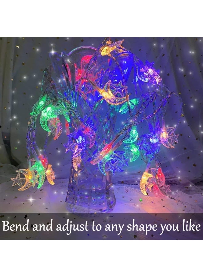 Ramadan Lights, 40 LED Moon Star Fairy String Lights, 20ft Moon Star Decorative Lights, Ramadan Eid Decor, for Indoor Bedroom, Birthday Party, Holiday, Garden, Wedding Decoration, 20240320 - Image 3