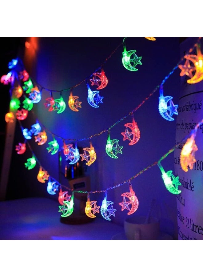 Ramadan Lights, 40 LED Moon Star Fairy String Lights, 20ft Moon Star Decorative Lights, Ramadan Eid Decor, for Indoor Bedroom, Birthday Party, Holiday, Garden, Wedding Decoration, 20240320 - Image 1