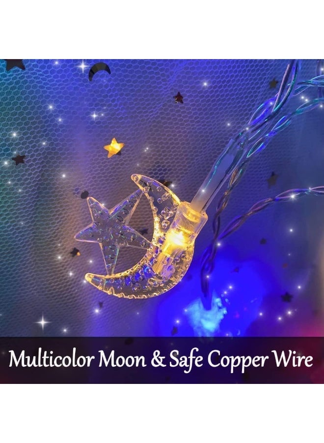 Ramadan Lights, 40 LED Moon Star Fairy String Lights, 20ft Moon Star Decorative Lights, Ramadan Eid Decor, for Indoor Bedroom, Birthday Party, Holiday, Garden, Wedding Decoration, 20240320 - Image 5
