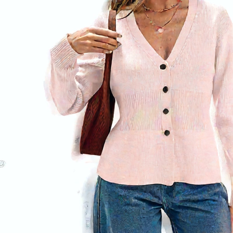 Long Sleeve Knit Cardigan Sweater for Women Elegant Casual Open Front - Image 4