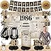 Eucutur 15PCS Newspaper 40th Birthday Decoration Kit for Men Women Vintage 1986 Bday Banner Balloon Honeycomb Centerpiece Swirl Party Supplies Cheer to 40 Year Sash Paper Fan Set - Image 3