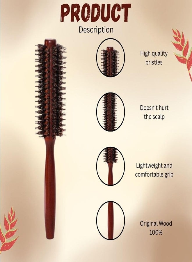 OROSSENTIALS Boar Bristles Round Hair Brush Adding Curls Volume & Waves In Hairs Men and Women All Hair Types, Roller Hair brush for Blow Drying Curling Straightening Add Volume & Shine (Round Design) - Image 2