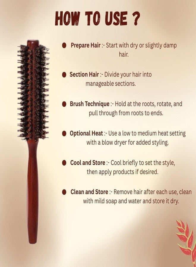 OROSSENTIALS Boar Bristles Round Hair Brush Adding Curls Volume & Waves In Hairs Men and Women All Hair Types, Roller Hair brush for Blow Drying Curling Straightening Add Volume & Shine (Round Design) - Image 3