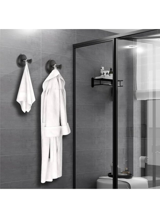 DGYB DGYB Suction Cup Hooks for Shower 2-Pcs Heavy-Duty 15LB Max Load, 304 Stainless Steel & PVC, No Drill Bathroom Wall Hooks for Towels, Robe, Loofah (Black)  - Image 3
