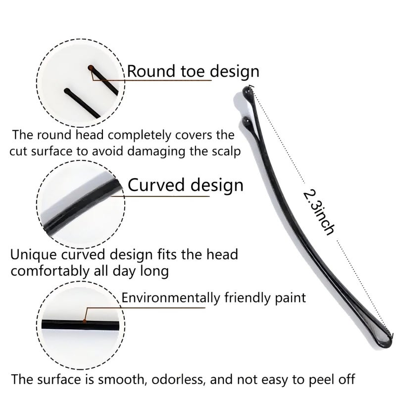 Jimmidy Curved Bobby Hair Pins, 100Pc Bobby Pins Women Black Hairpin for Women Long and Thick Hair - Image 2