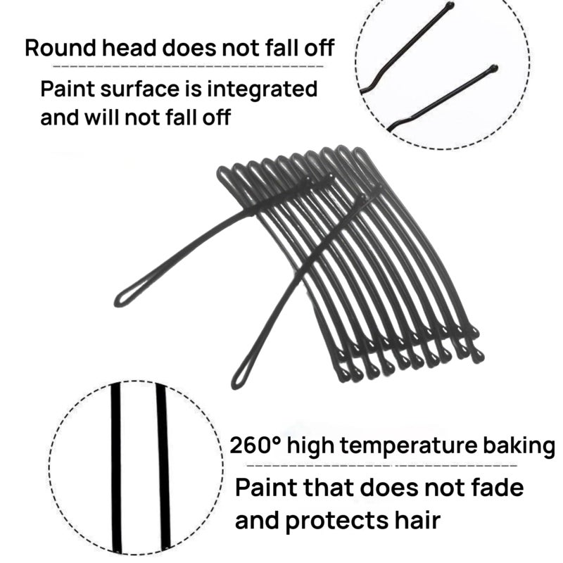Jimmidy Curved Bobby Hair Pins, 100Pc Bobby Pins Women Black Hairpin for Women Long and Thick Hair - Image 5