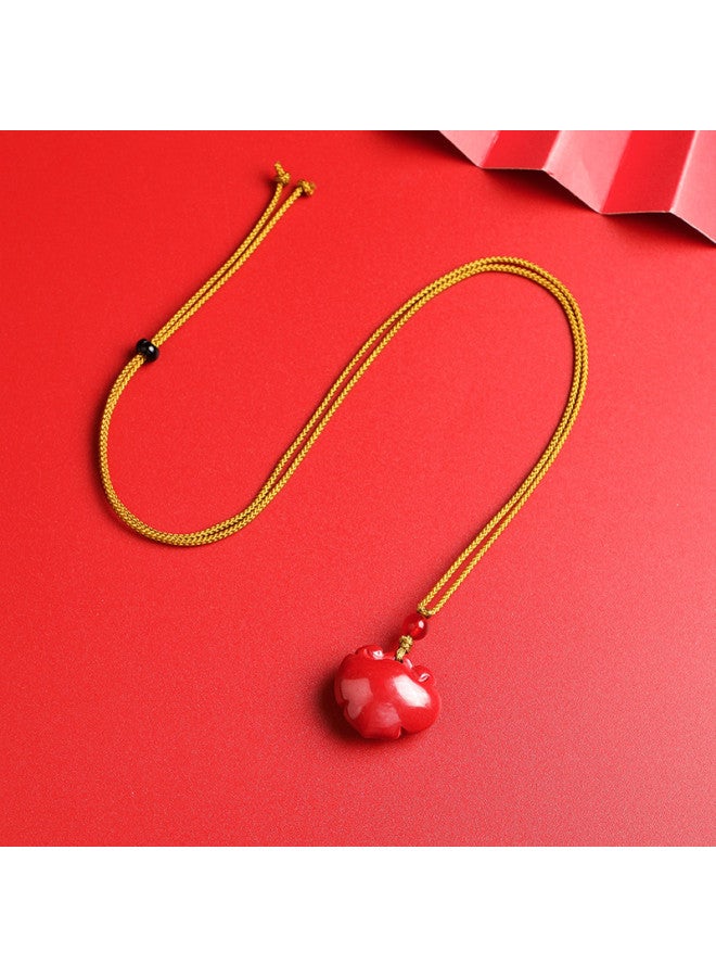 Genuine High-content Cinnabar Imperial Sand Ruyi Lock Eight Treasures Wealth Axe Premium Pendant - Image 3