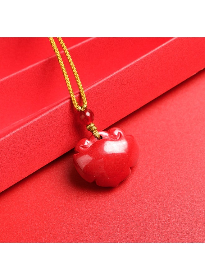 Genuine High-content Cinnabar Imperial Sand Ruyi Lock Eight Treasures Wealth Axe Premium Pendant - Image 2