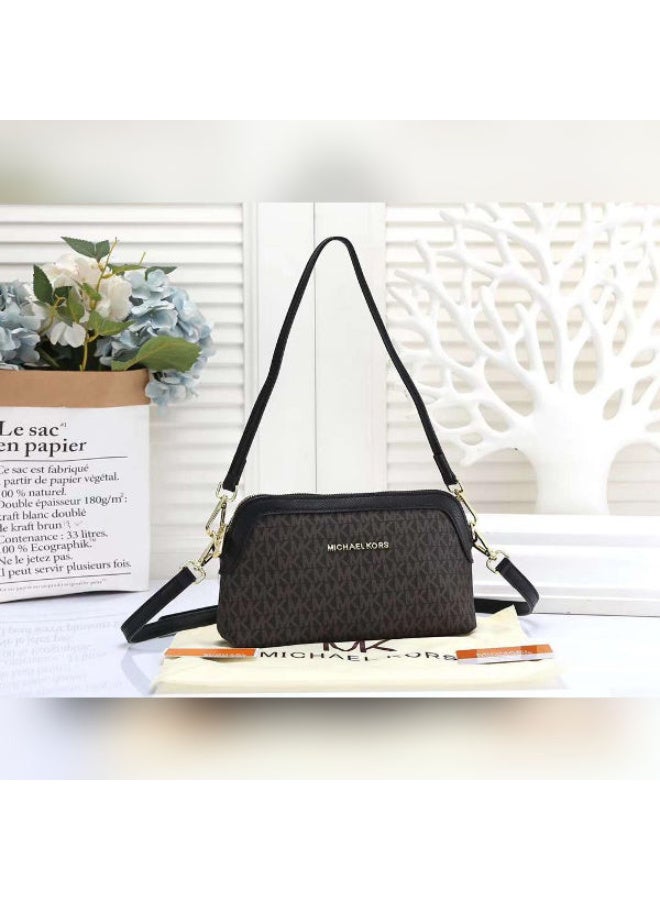 ام كي حقيبة كروس بودي نسائية من مايكل كورس - تصميم شعار MK باللون البني