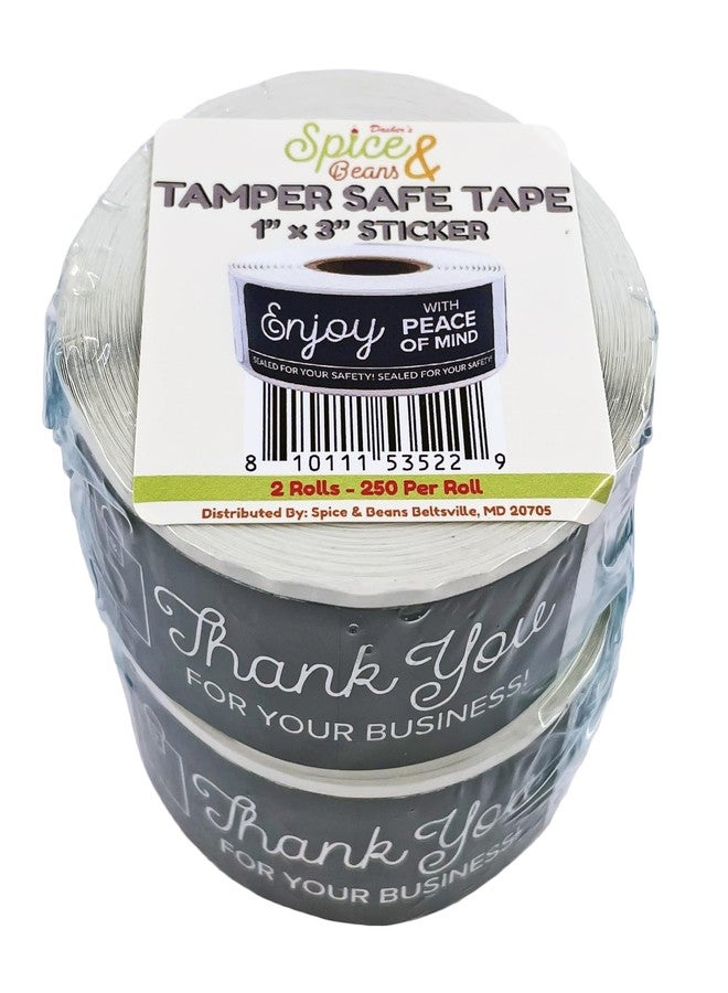 DASHER'S SPICE & BEANS Tamper Safe Tape By Dasher's Spice & Beans | Tamper Evident Sealed for Freshness Labels | Adhesive Black Stickers 1 x 3 inches - 500 Count (Pack of 2/250ct Rolls) - Image 3