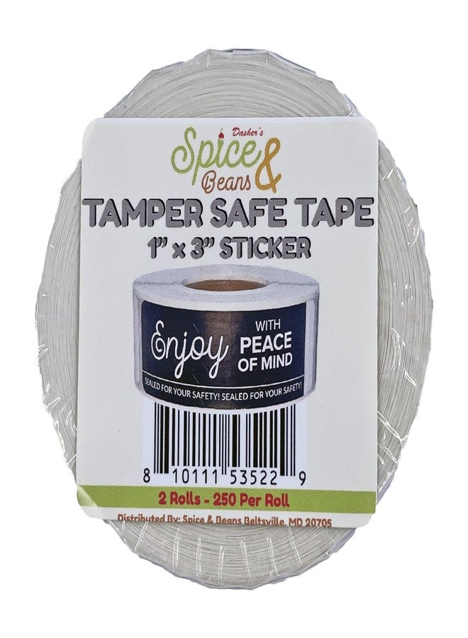 DASHER'S SPICE & BEANS Tamper Safe Tape By Dasher's Spice & Beans | Tamper Evident Sealed for Freshness Labels | Adhesive Black Stickers 1 x 3 inches - 500 Count (Pack of 2/250ct Rolls) - Image 4