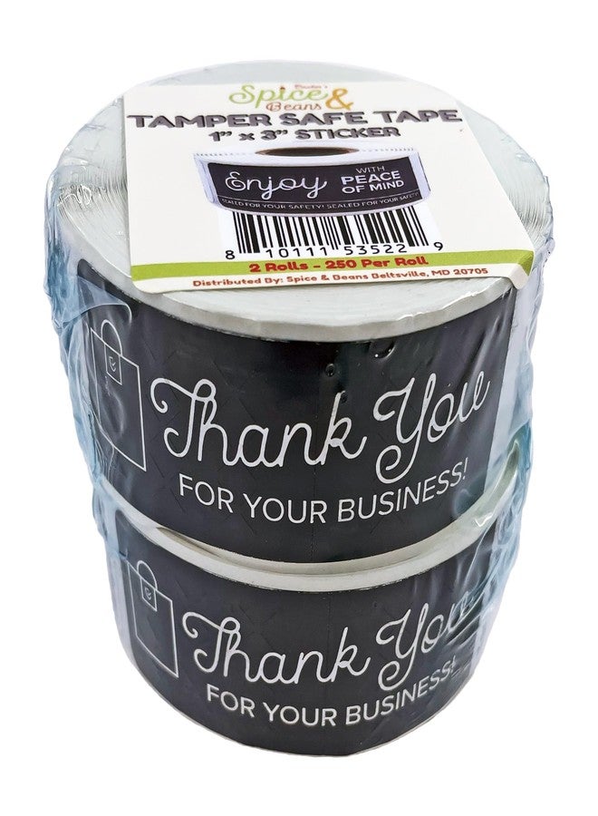 DASHER'S SPICE & BEANS Tamper Safe Tape By Dasher's Spice & Beans | Tamper Evident Sealed for Freshness Labels | Adhesive Black Stickers 1 x 3 inches - 500 Count (Pack of 2/250ct Rolls) - Image 2