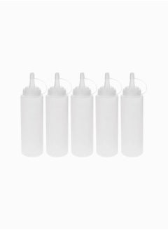 Set of 5 BPA Free Plastic Squeeze Bottles for Ketchup and Sauces, 230ml Condiment Dispensers with Caps, Perfect for BBQ, Dressings, and Craft Projects