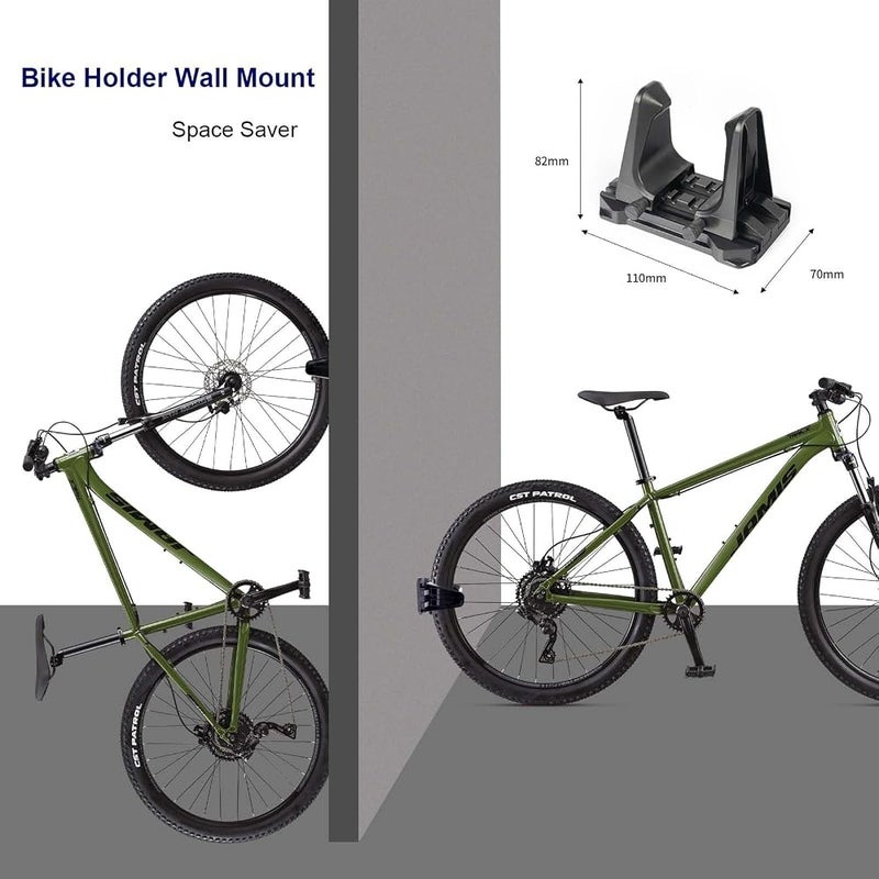 BIGTHREE Vertical Bike Stand Wall Mount, Adjustable Bike Cycling Parking Clip, Pushbike Wall Bracket, Cycling Garage Storage for Hybrid, Mountain Bikes - Image 3