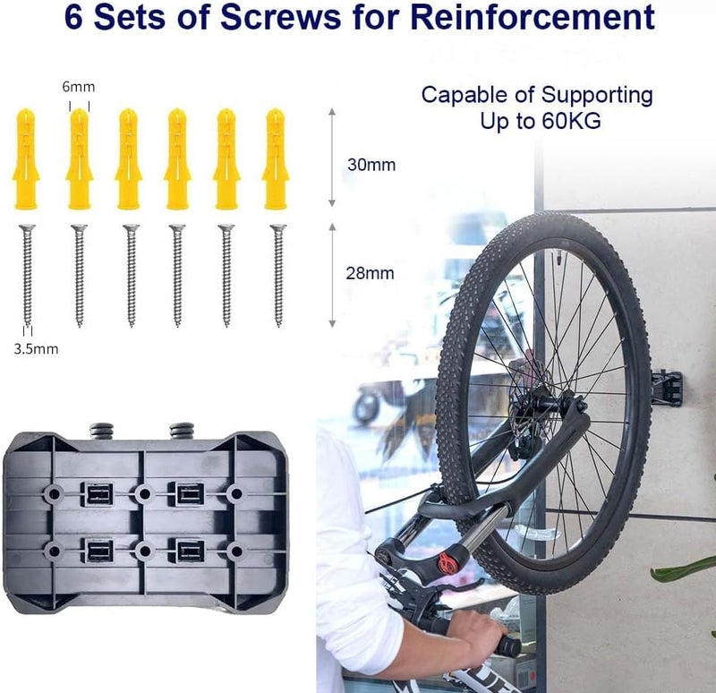 BIGTHREE Vertical Bike Stand Wall Mount, Adjustable Bike Cycling Parking Clip, Pushbike Wall Bracket, Cycling Garage Storage for Hybrid, Mountain Bikes - Image 4
