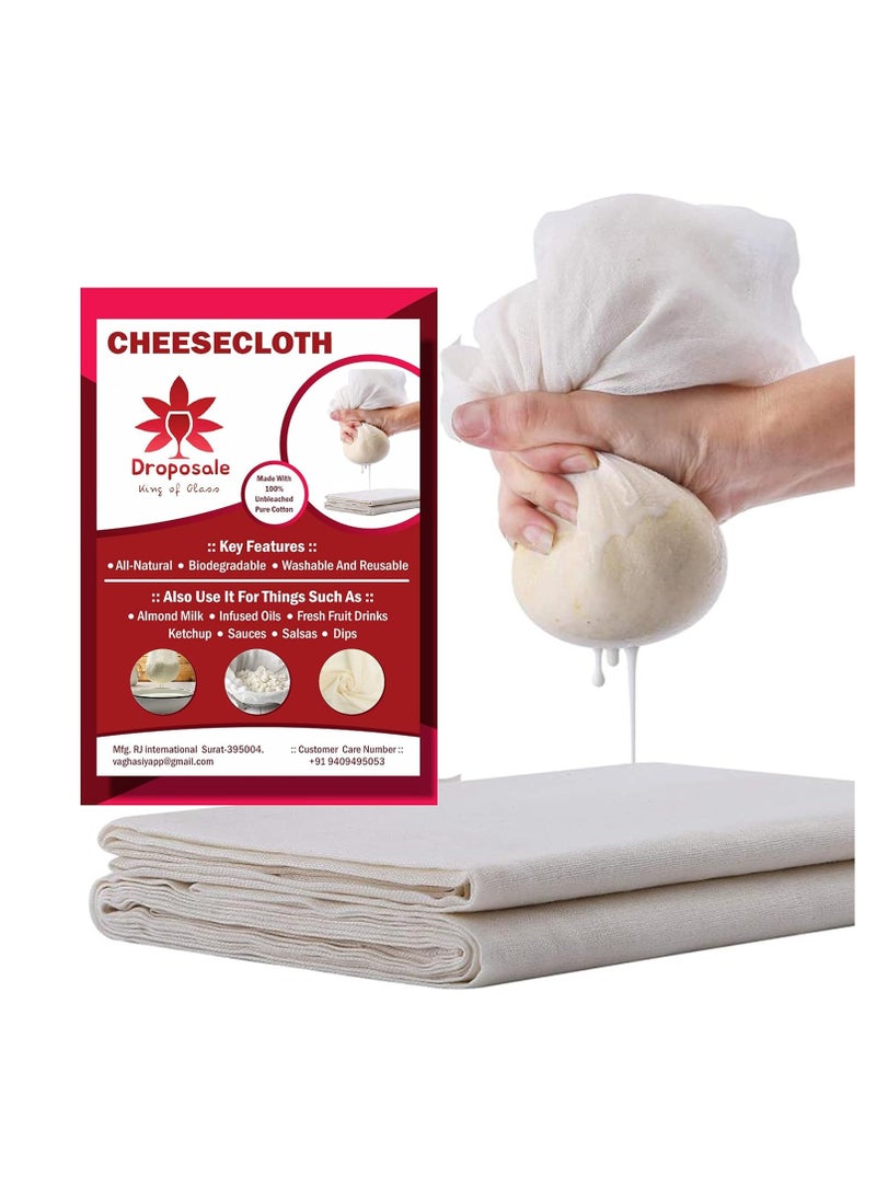 Droposale Droposale Muslin Cheese Unbleached Cloth and Making Paneer Jalebi, Straining Soups and Sauces, Curds Ultra Fine Cheesecloth (Muslin Clothe)  - Image 1