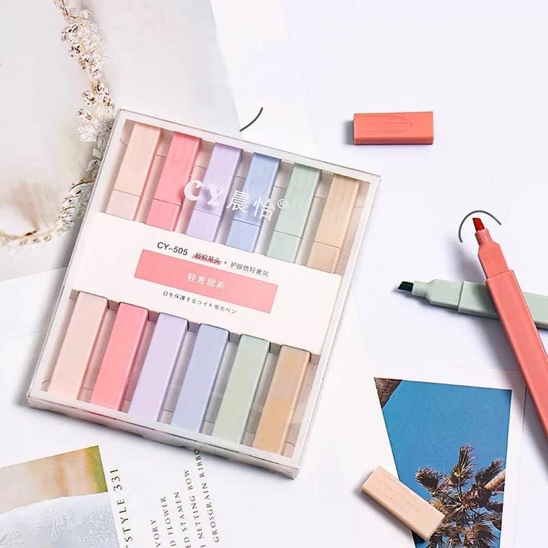 CLOSAL ® 6 Pcs Aesthetic Cute Highlighter Bible Highlighters,| Set of 6 Highlighter Pens,| Chisel Tip Fine Grip Marker Pen,| Chic Modern Minimal Pastel Tip Highlighters Pen,Multicolor - Image 1