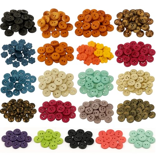 Aakriti 1000-Piece Assorted Buttons Set – 20 Styles × 50 Each | Multicolor Craft Buttons (18 Ligne / 1 cm) for Sewing, DIY, Scrapbooking, Tailoring, School Projects & Embellishments - Image 1