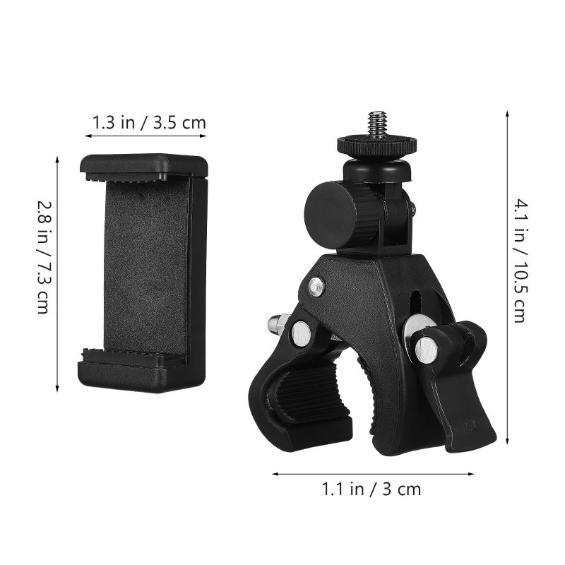 Rotatable Microphone Stand 180 Adjustable Mic Clamp with Phone Holder Black - Image 3