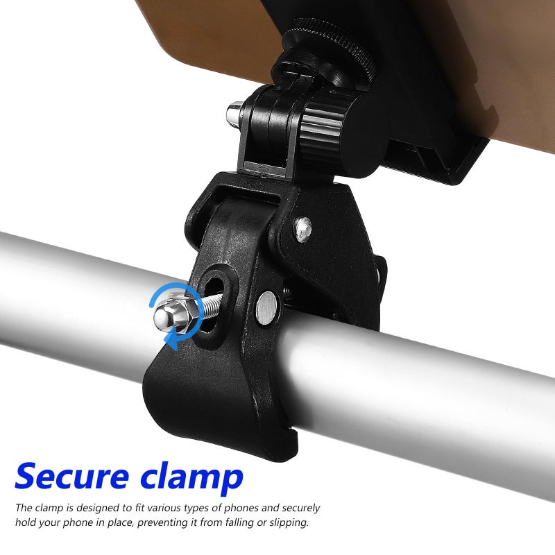 Rotatable Microphone Stand 180 Adjustable Mic Clamp with Phone Holder Black - Image 4