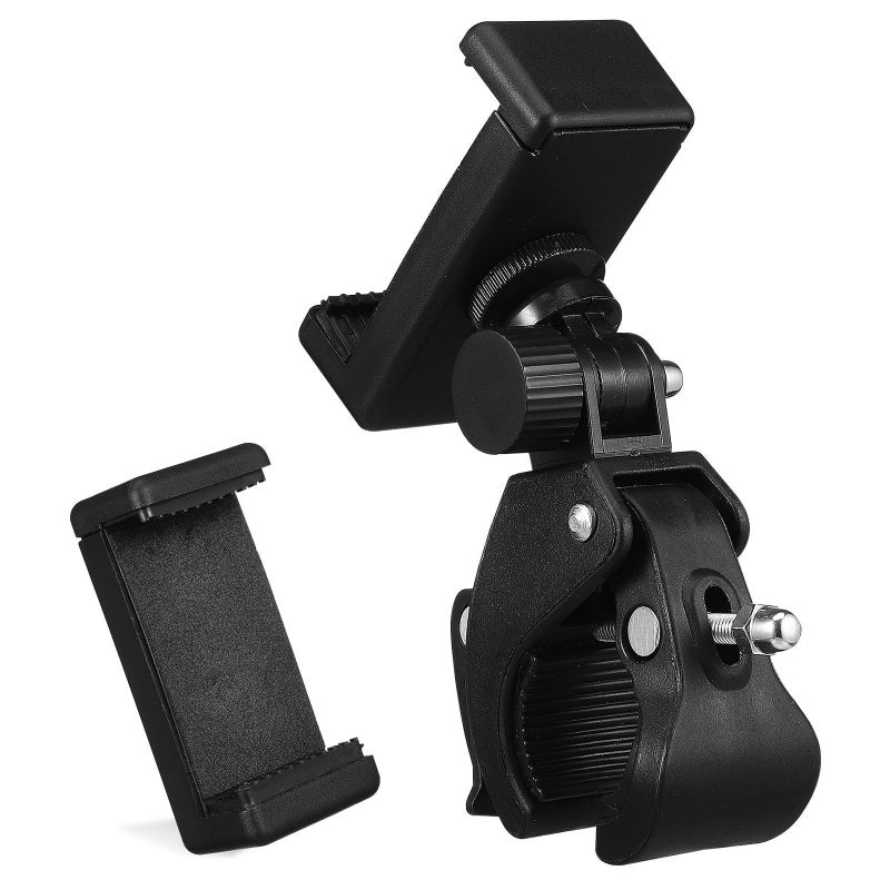 Rotatable Microphone Stand 180 Adjustable Mic Clamp with Phone Holder Black - Image 2