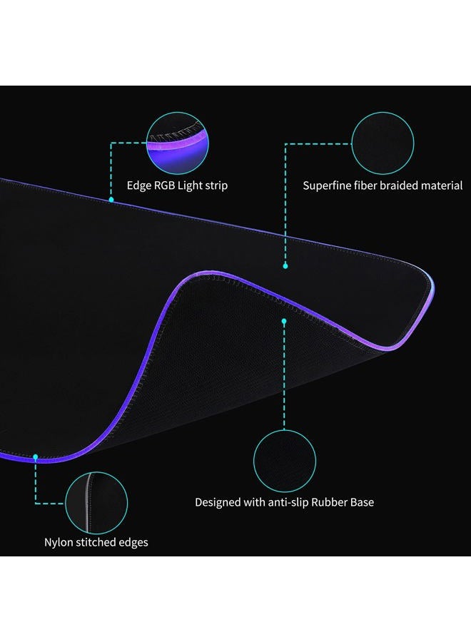 TIDALSOIL Large Gaming Mouse Pad – Oversized Extended Mouse Pad, Smooth Surface for Keyboard, Mouse, Office, Gaming and Work (Black RGB + 4Hub / 31.5" x 11.8") - Image 5