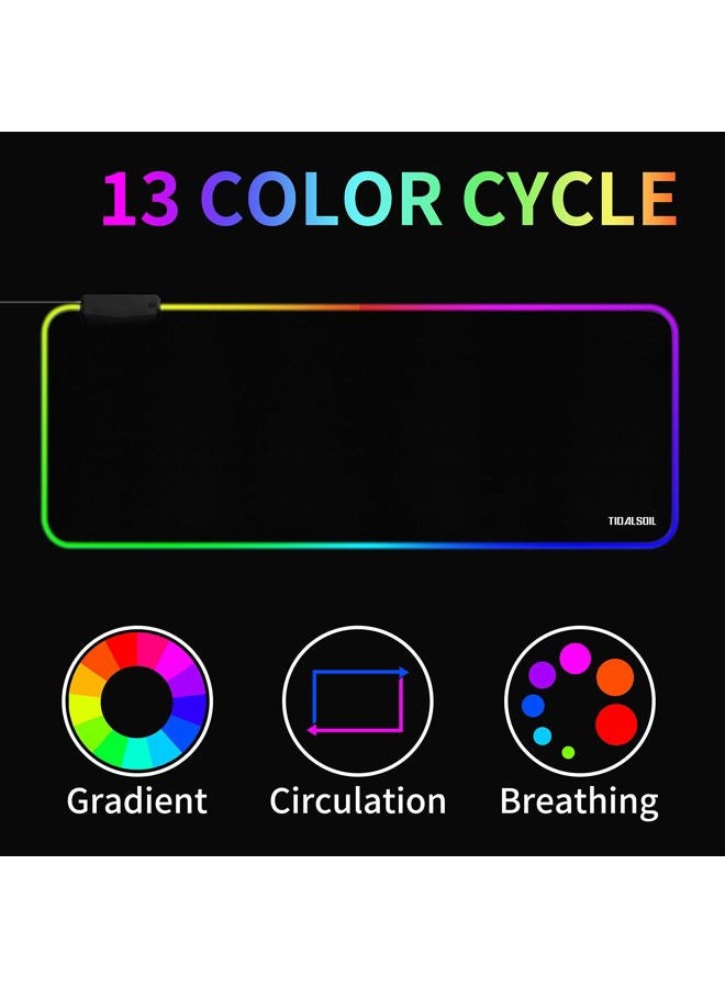 TIDALSOIL Large Gaming Mouse Pad – Oversized Extended Mouse Pad, Smooth Surface for Keyboard, Mouse, Office, Gaming and Work (Black RGB + 4Hub / 31.5" x 11.8") - Image 2