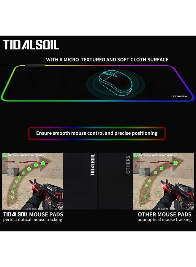 TIDALSOIL Large Gaming Mouse Pad – Oversized Extended Mouse Pad, Smooth Surface for Keyboard, Mouse, Office, Gaming and Work (Black RGB + 4Hub / 31.5" x 11.8") - Image 4