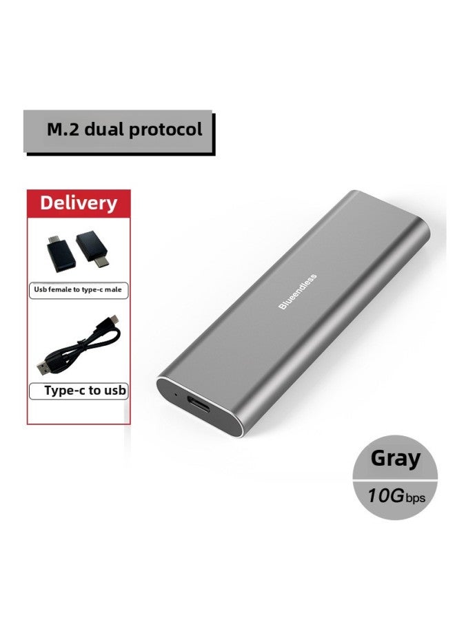 M.2 Dual Protocol Solid State Hard Disk Box Sata/nvme Mobile Hard Disk Box Computer External Type-c Reader-Color:Dual Protocol Gray