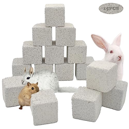 kathson Natural Rabbit Teeth Grinding Stones15 Pcs Chinchilla Teeth Grinding Toys Lava Stone for Rabbits Hamster Chew Stones Small Animal Mineral Calcium Lava Blocks for Chinchillas Guinea Pig Rat - Image 1