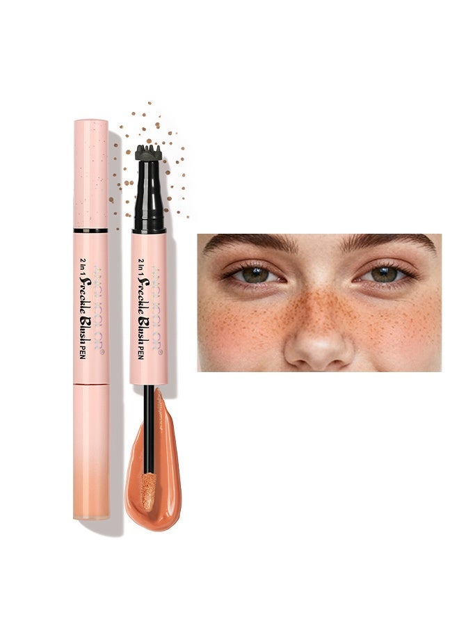 Anglicolor Dual-Ended Freckle Stamp Pen, 2-in-1 Blush and Freckle Stamp Pen, Natural Freckles, Brightens Complexion, Waterproof and Sweatproof, Long-Lasting Makeup Effect (#02 MOCHA BROWN+CORAL ORANGE) - Image 1