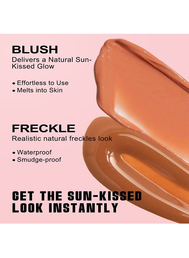 Anglicolor Dual-Ended Freckle Stamp Pen, 2-in-1 Blush and Freckle Stamp Pen, Natural Freckles, Brightens Complexion, Waterproof and Sweatproof, Long-Lasting Makeup Effect (#02 MOCHA BROWN+CORAL ORANGE) - Image 5