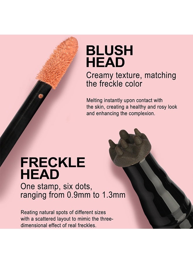 Anglicolor Dual-Ended Freckle Stamp Pen, 2-in-1 Blush and Freckle Stamp Pen, Natural Freckles, Brightens Complexion, Waterproof and Sweatproof, Long-Lasting Makeup Effect (#02 MOCHA BROWN+CORAL ORANGE) - Image 4