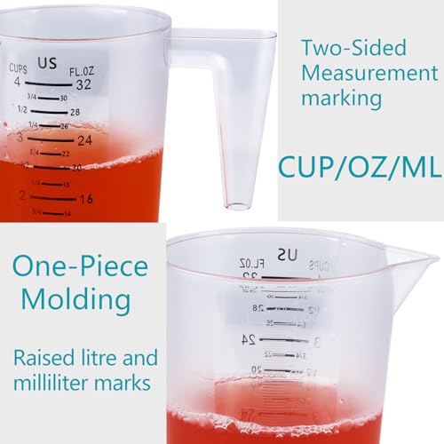 DOTINGHUX 4 Cup/32 Oz Measuring Cups, Clear, Strong Food Grade Liquid Measure Pitcher, for Home Hobbies/Professional Kitchen - Image 5