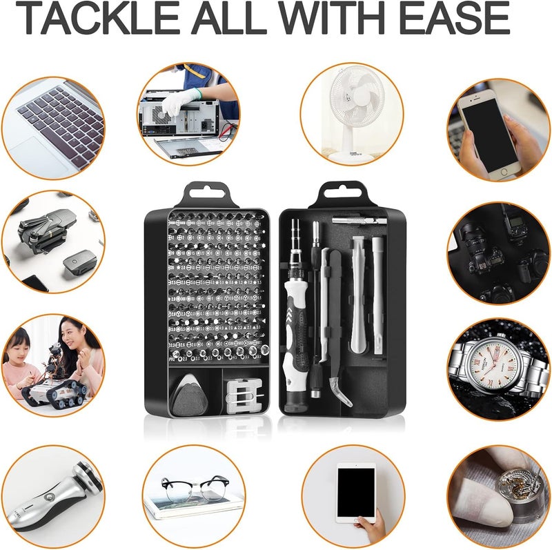 RECTITUDE New Upgraded Precision Screwdriver Set Professional Grade 115 in 1 Magnetic Repair Tool Kit for Electronics iPhone Laptop PC Game Mobiles Watch Eyeglasses and DIY Projects Black - Image 4