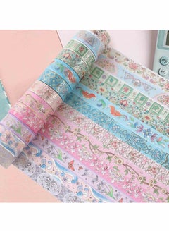 Y&D Bronzing Paper Tape Set, Floral Silver Foil Masking 15mm Width Suitable for Decorating Hand Account Diary Photos DIY Scrapbook Card Crafts (12 Pcs)  - Image 5
