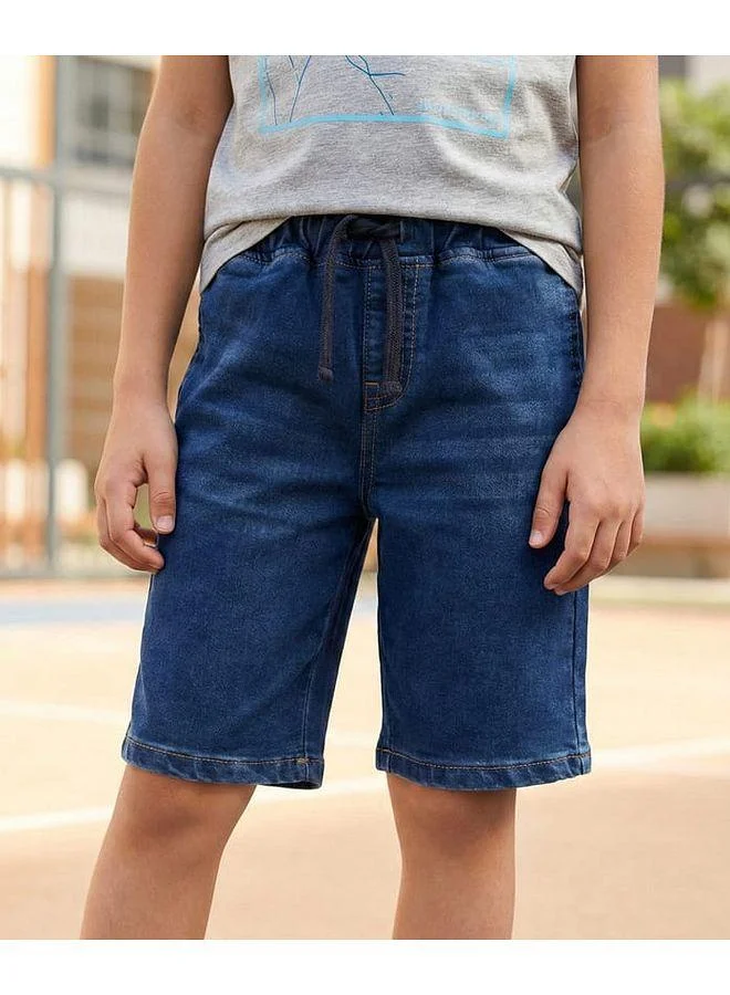 Pine Kids Pine Kids Denim Woven Solid Color Shorts - Navy Blue