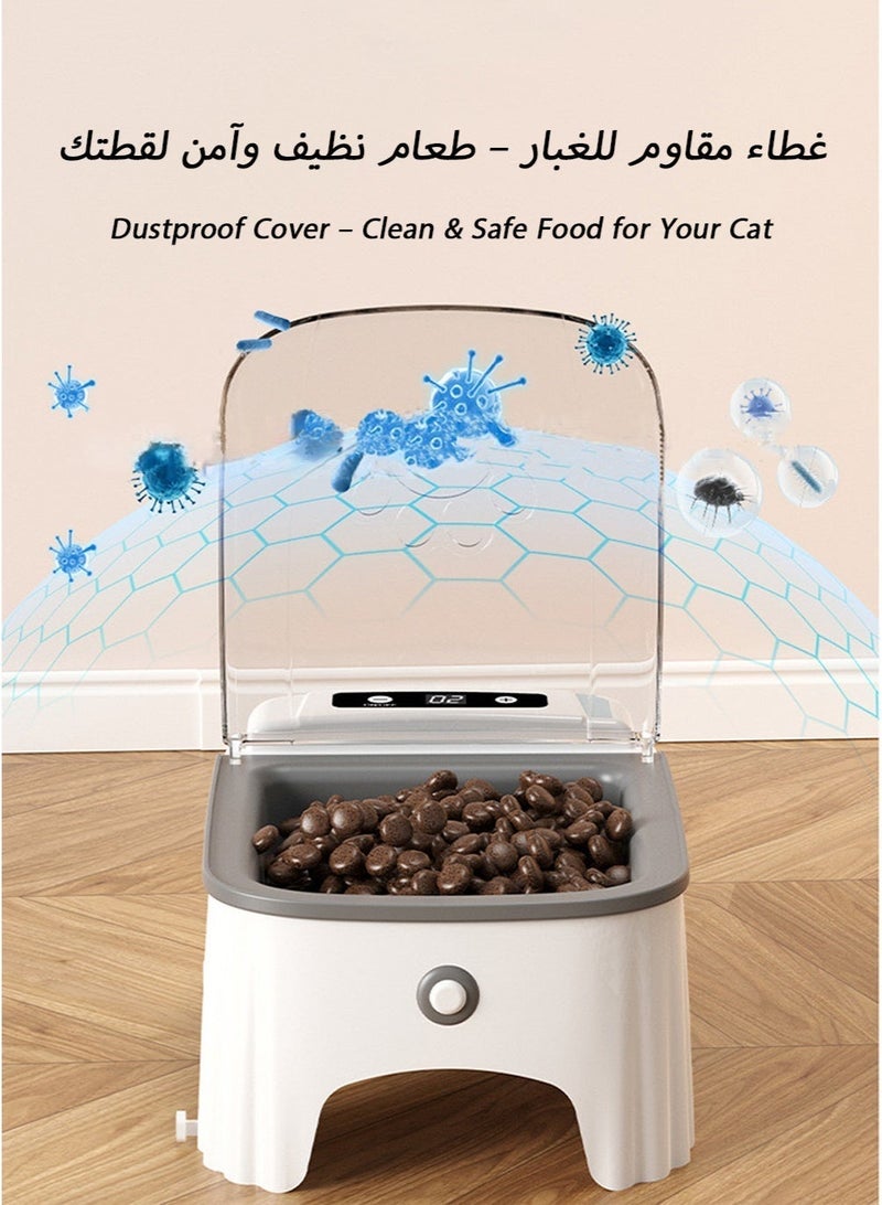 Smart Cat Feeder Automatic with Motion Sensor - 700ml Cat Food Dispenser with Cooling System & Portion Control, Timer, Type-C Rechargeable, Dustproof Cat Bowl Keeps Food Fresh - Image 4