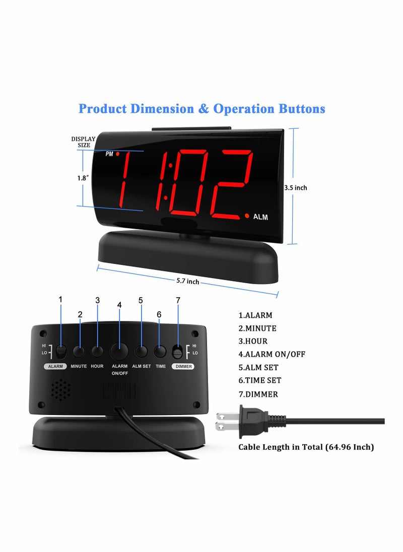 Y&D - Alarm Clock Big Digits wiht Swivel Base,2 Levels Sound,2-Level Brightness Digital for Bedrooms,Easy to Read, Bedside Clock,12H Format, 9 MIN Sleep - Image 1