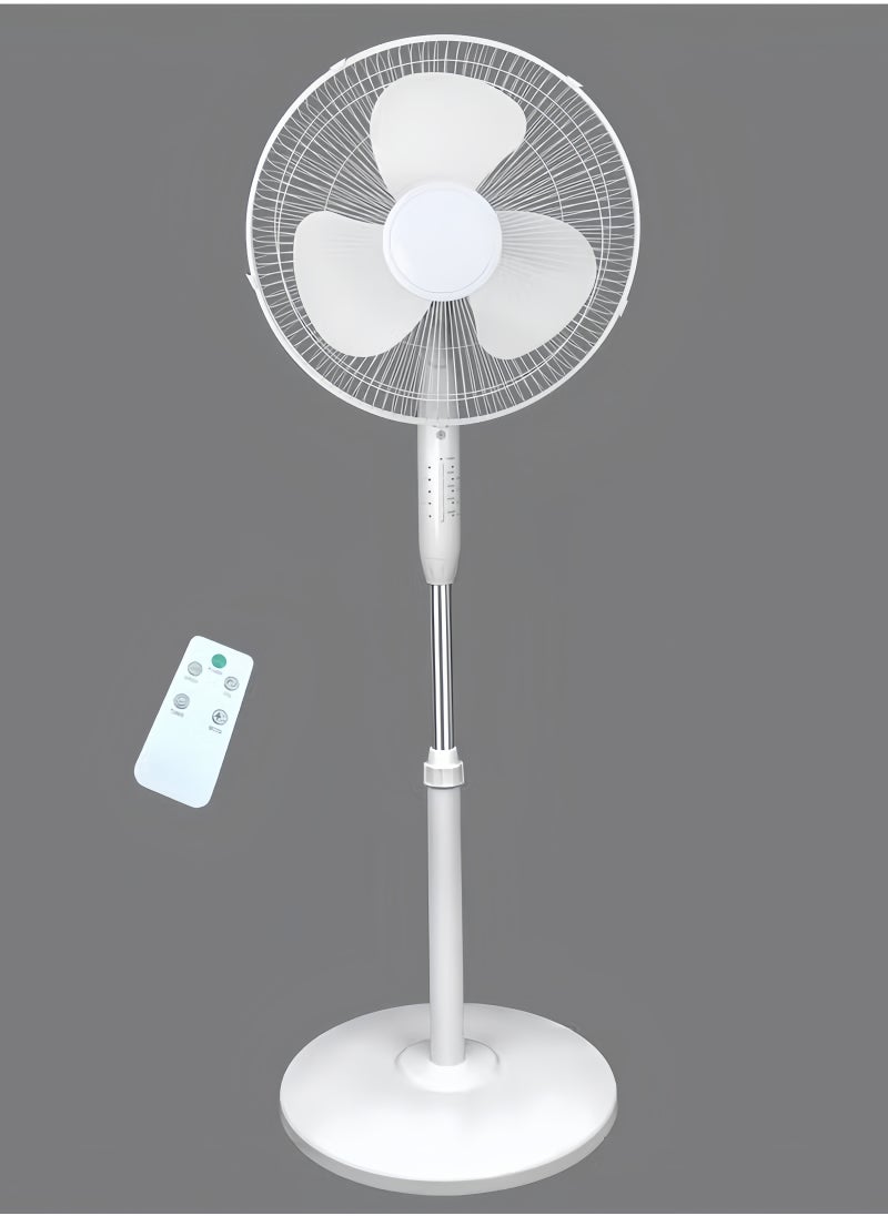 GGEROU Pedestal Stand Fan with Remote Control,16 inch,3 Speed& Adjustable Height,140° Levels rotation Angle,3 Leaf Quiet Power Saving with 7.5 Hour Timer floor fan,for Bedroom Home Office, White  - Image 1