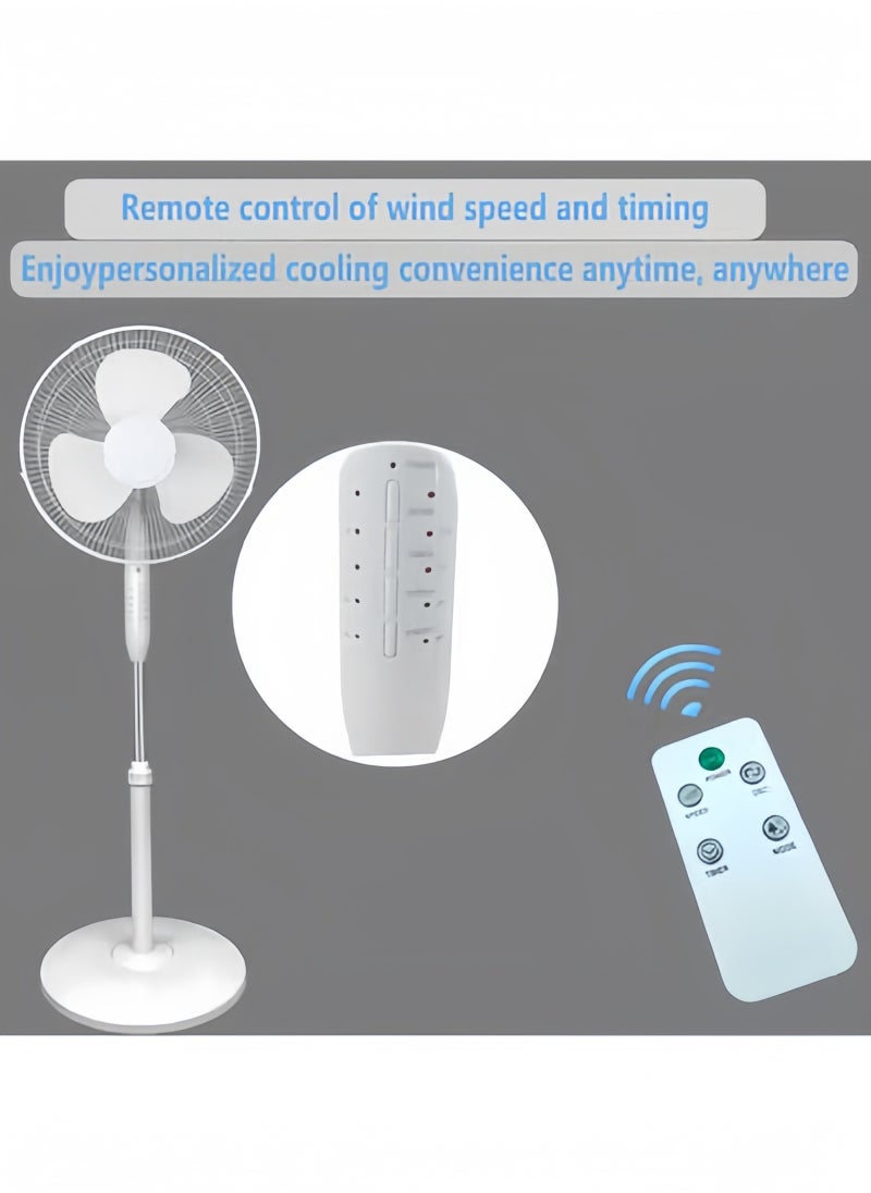 GGEROU Pedestal Stand Fan with Remote Control,16 inch,3 Speed& Adjustable Height,140° Levels rotation Angle,3 Leaf Quiet Power Saving with 7.5 Hour Timer floor fan,for Bedroom Home Office, White  - Image 4
